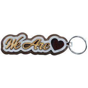 keychain We Are script with wooden heart